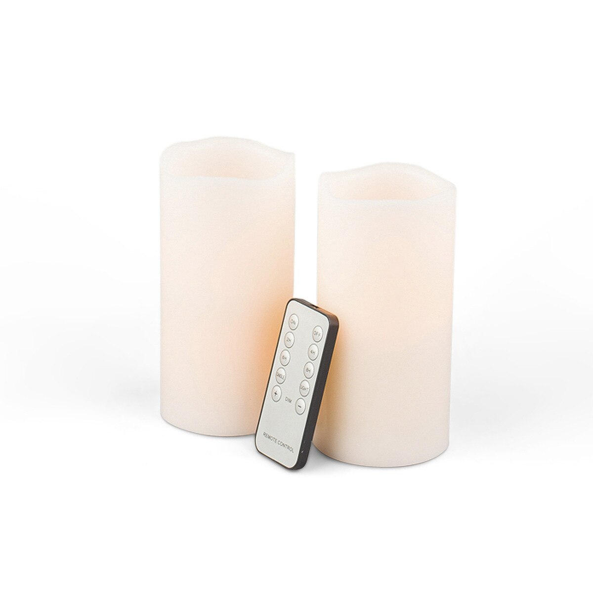 Flickering Wax Flameless Pillar with Remote, 3"x6", Set of 2 style shot 1