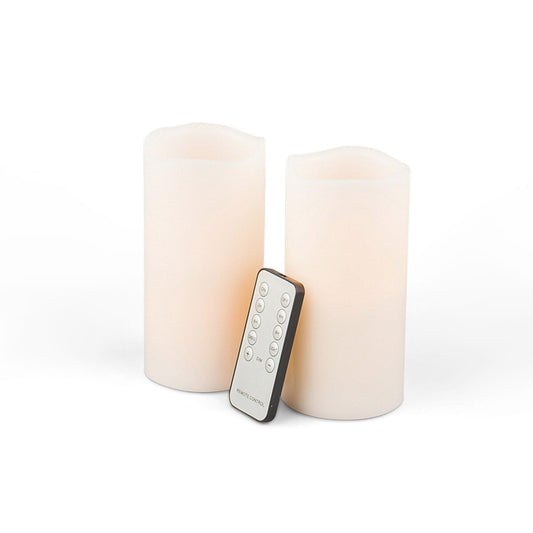 Flickering Wax Flameless Pillar with Remote, 3"x6", Set of 2 style shot 1