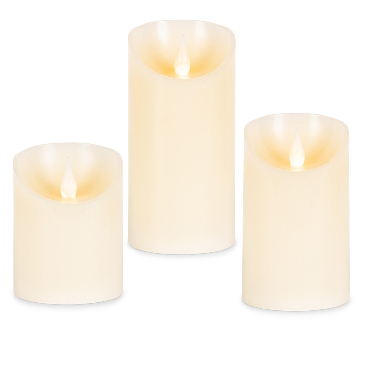 Flameless Wax Pillar Candles with Fire Glow Tip , Set of 3 style shot 1