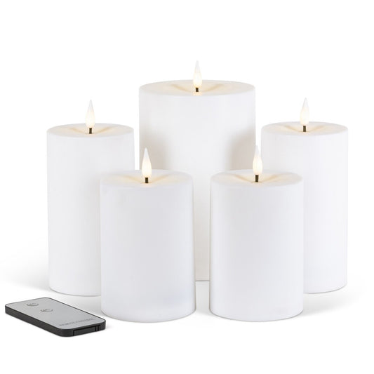 Indoor/Outdoor Flameless Pillar Candles with Remote, Set of 5 style shot 1