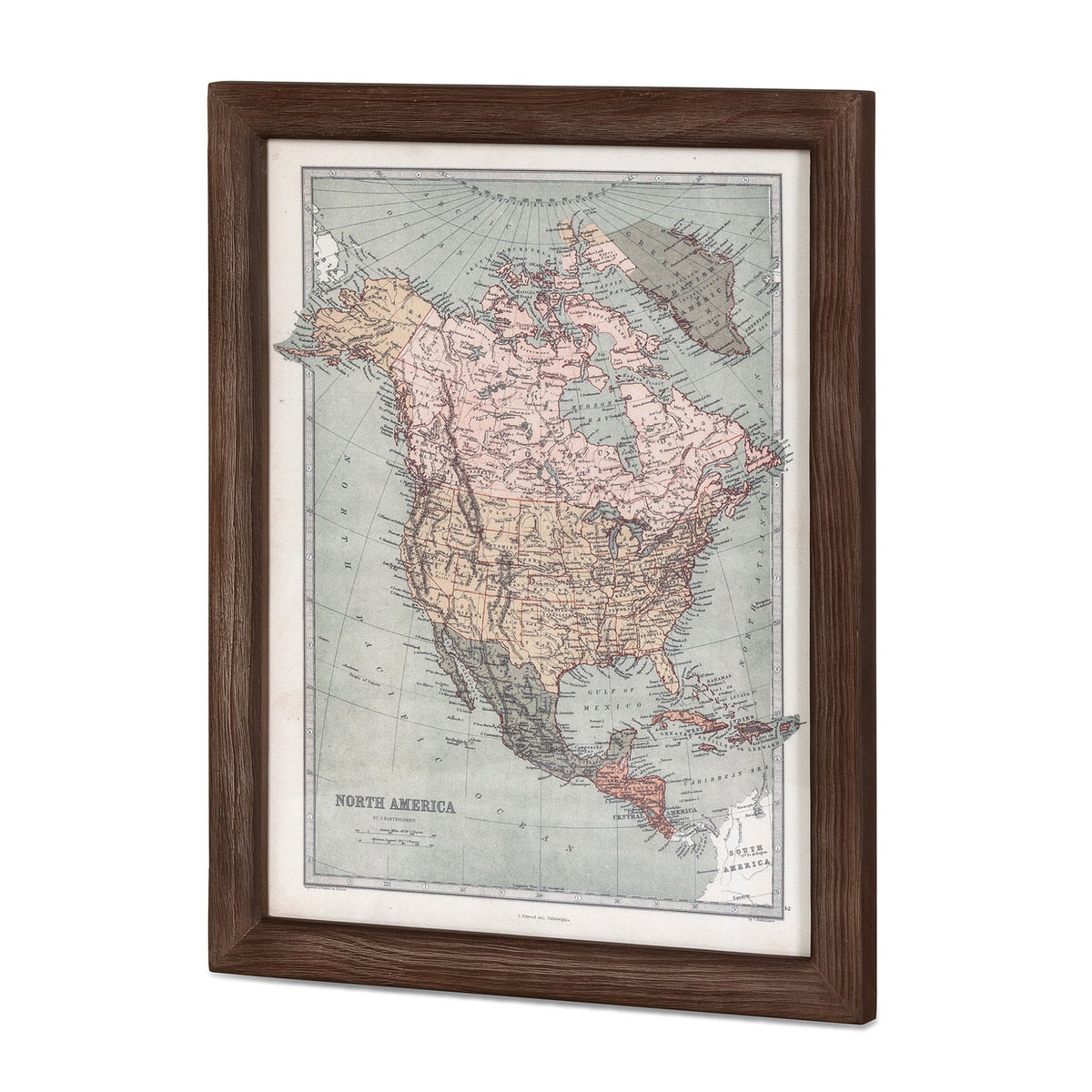 Vintage North American Wood Framed Map style shot 2