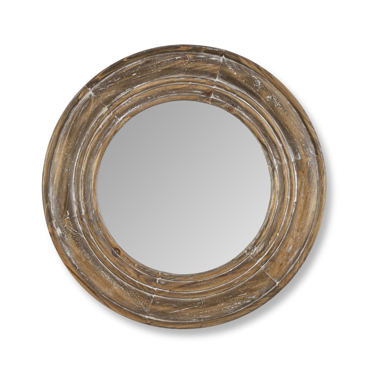 Round Wooden Frame Mirror, 20" style shot 1