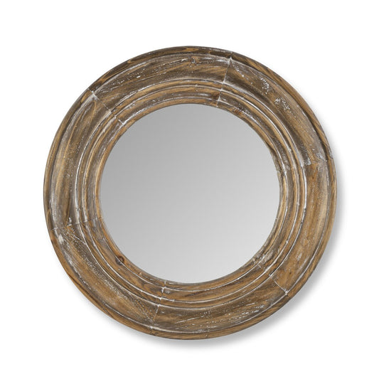 Round Wooden Frame Mirror, 20" style shot 1