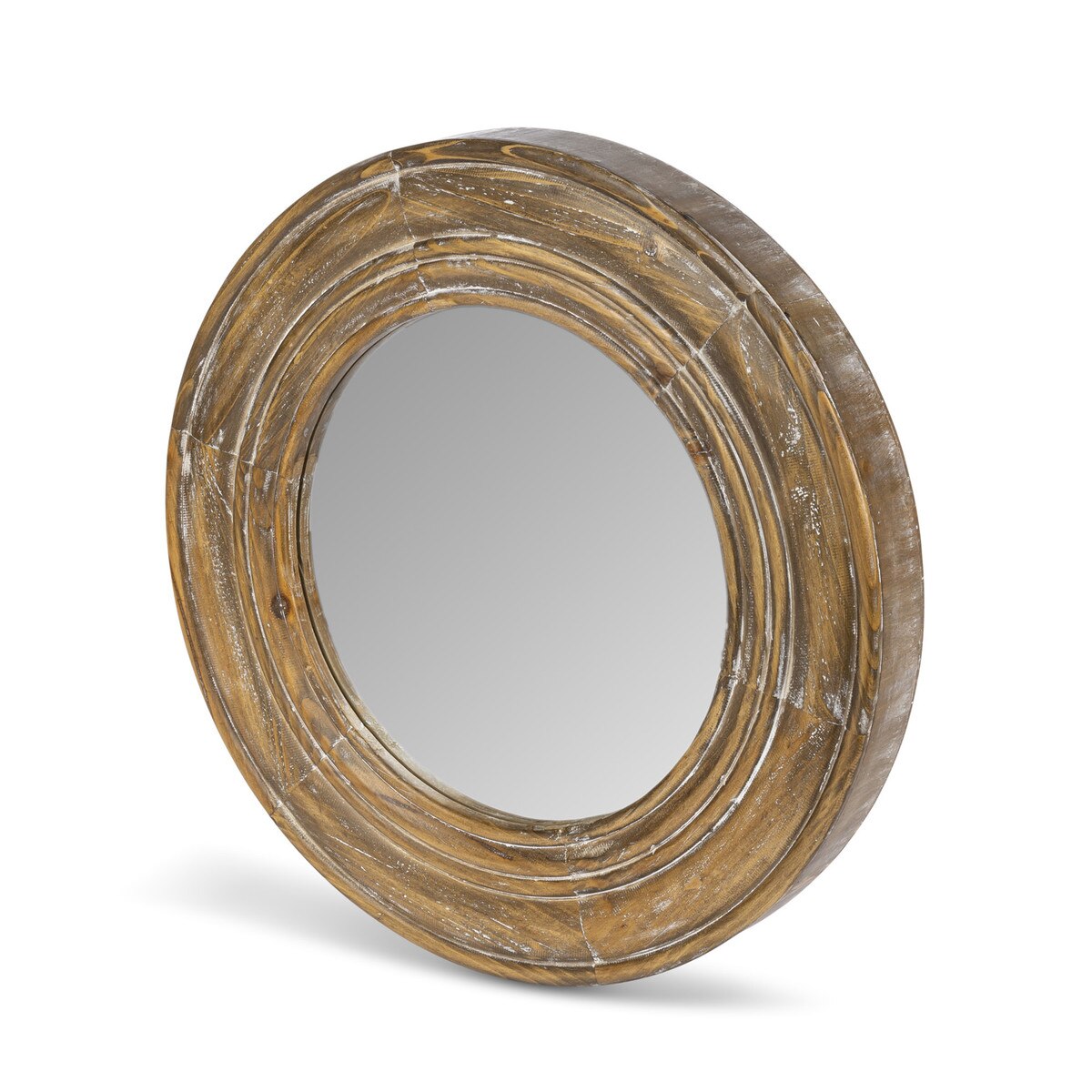 Round Wooden Frame Mirror, 20" style shot 2