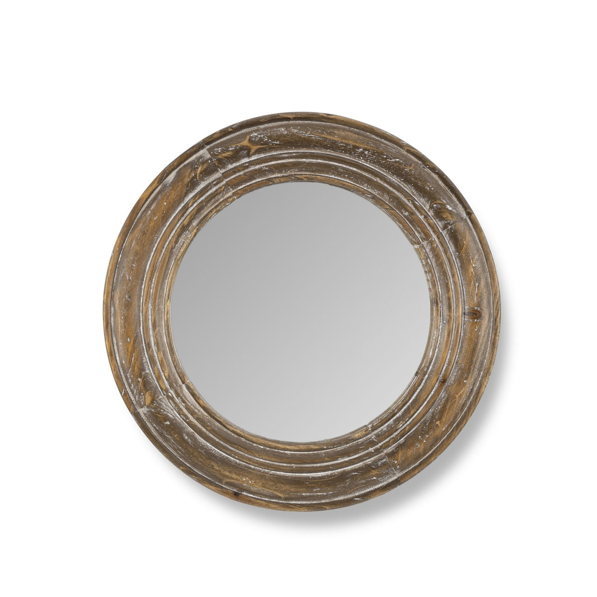 Round Wooden Frame Mirror, 16" style shot 1
