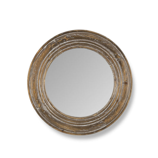 Round Wooden Frame Mirror, 16" style shot 1