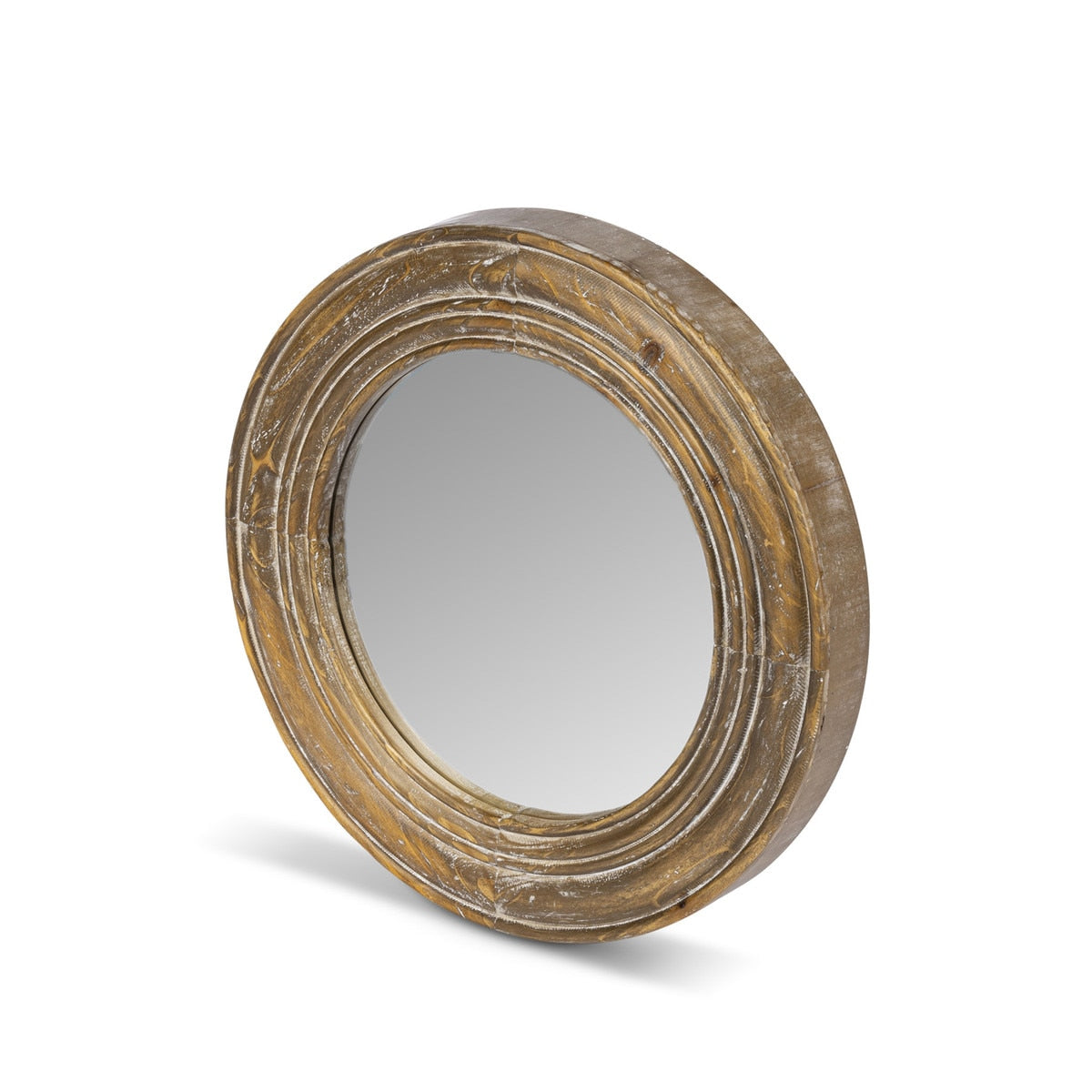 Round Wooden Frame Mirror, 16" style shot 2
