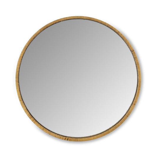 Rattan Wrapped Wood Mirror, 24" style shot 1