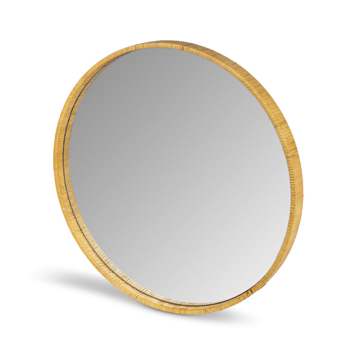 Rattan Wrapped Wood Mirror, 24" style shot 2