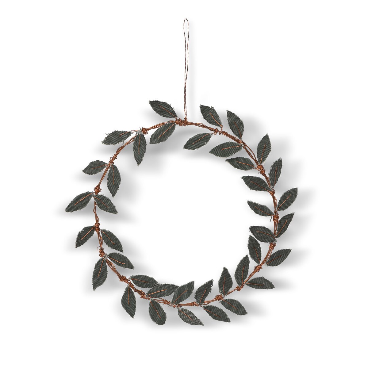 Upcycled Tent Canvas Olive Mini Leaf Wreath style shot 1