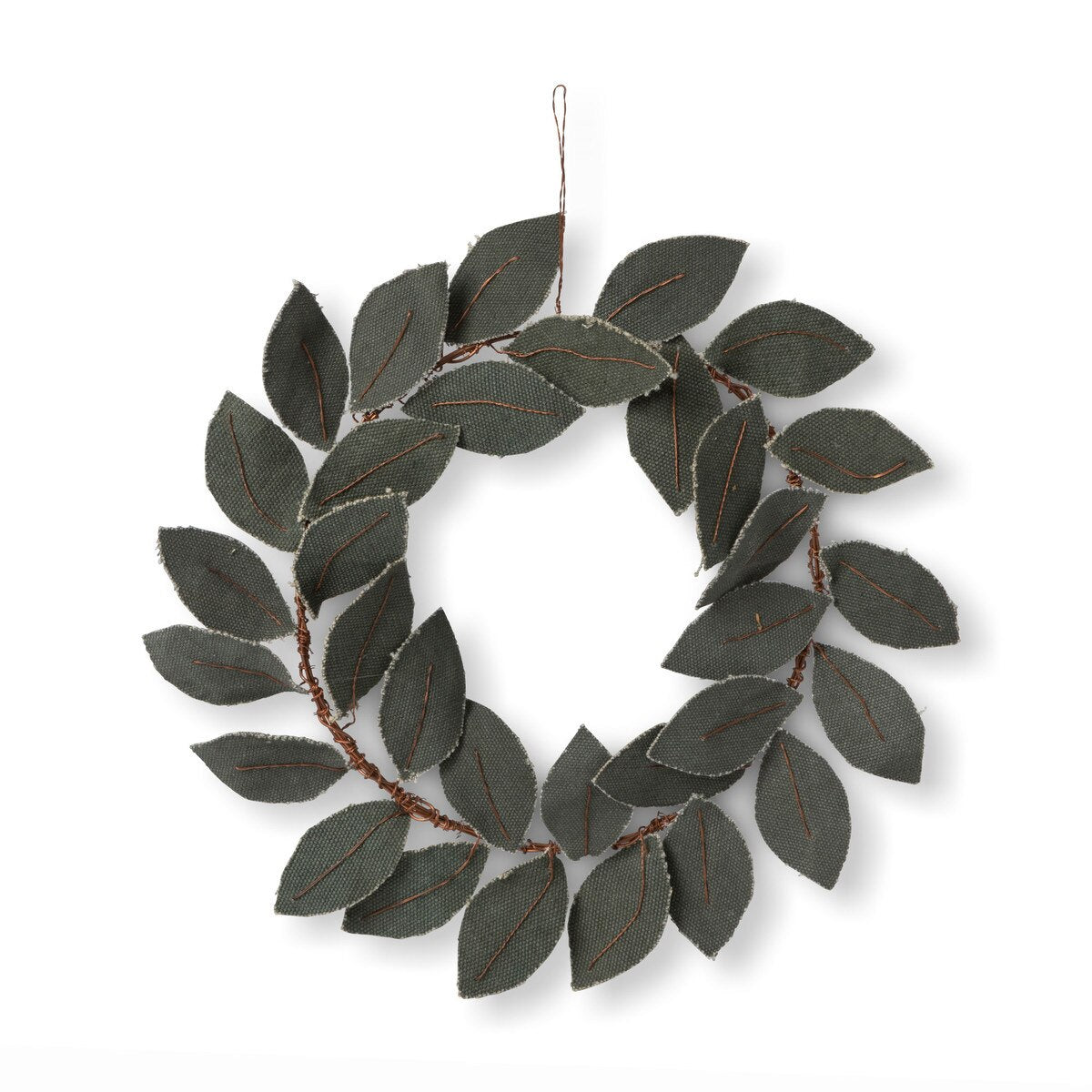 Upcycled Tent Canvas Olive Leaf Wreath style shot 1