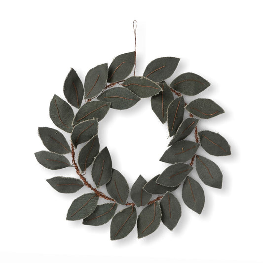 Upcycled Tent Canvas Olive Leaf Wreath style shot 1