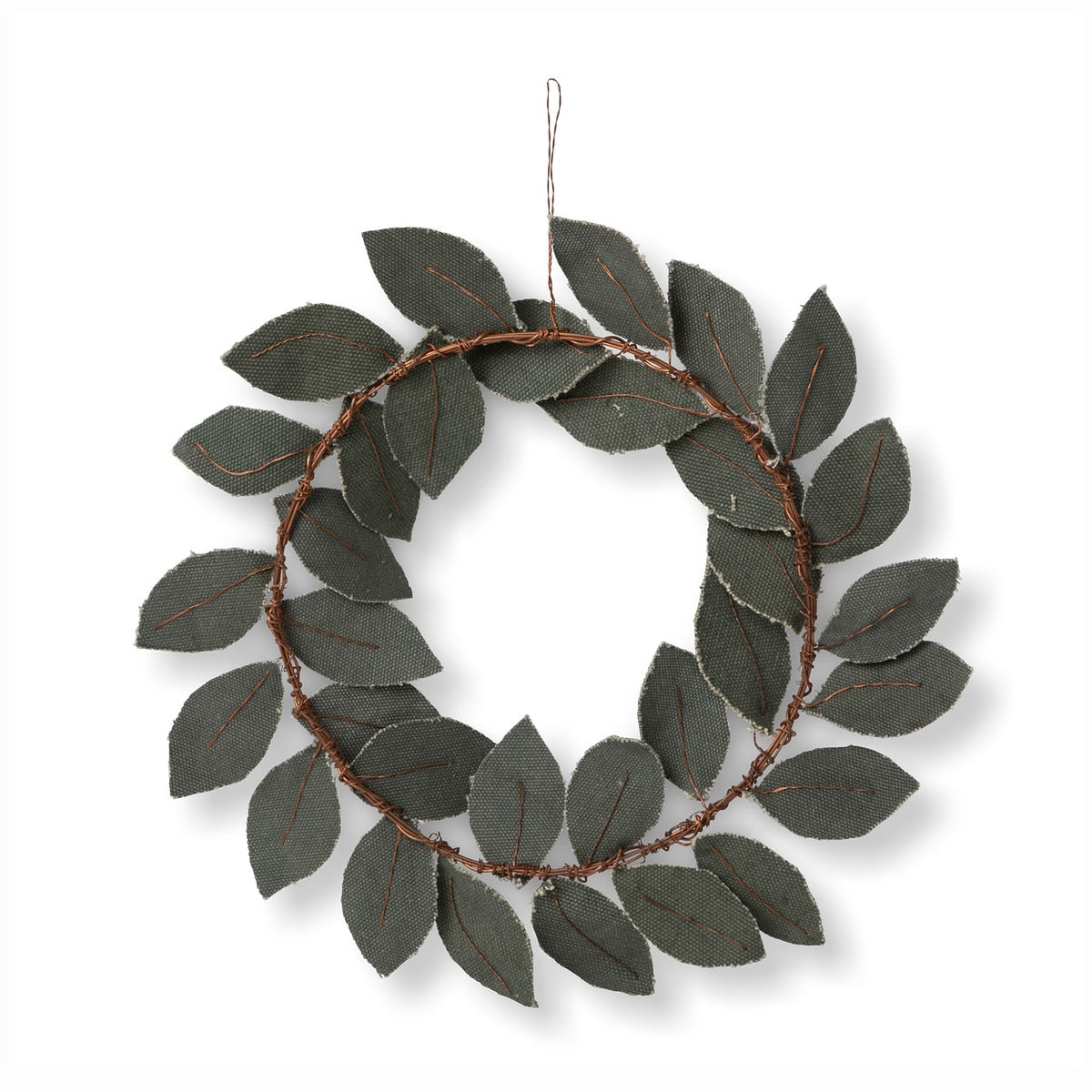 Upcycled Tent Canvas Olive Leaf Wreath style shot 2