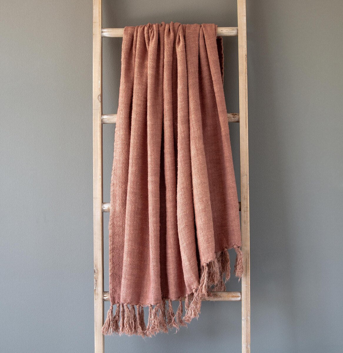 Washed Linen Throw, Faded Coral style shot 1