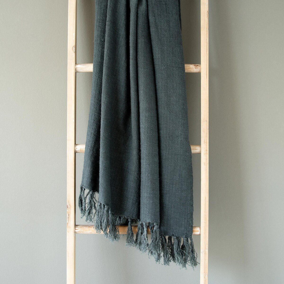Washed Linen Throw, Indigo style shot 1