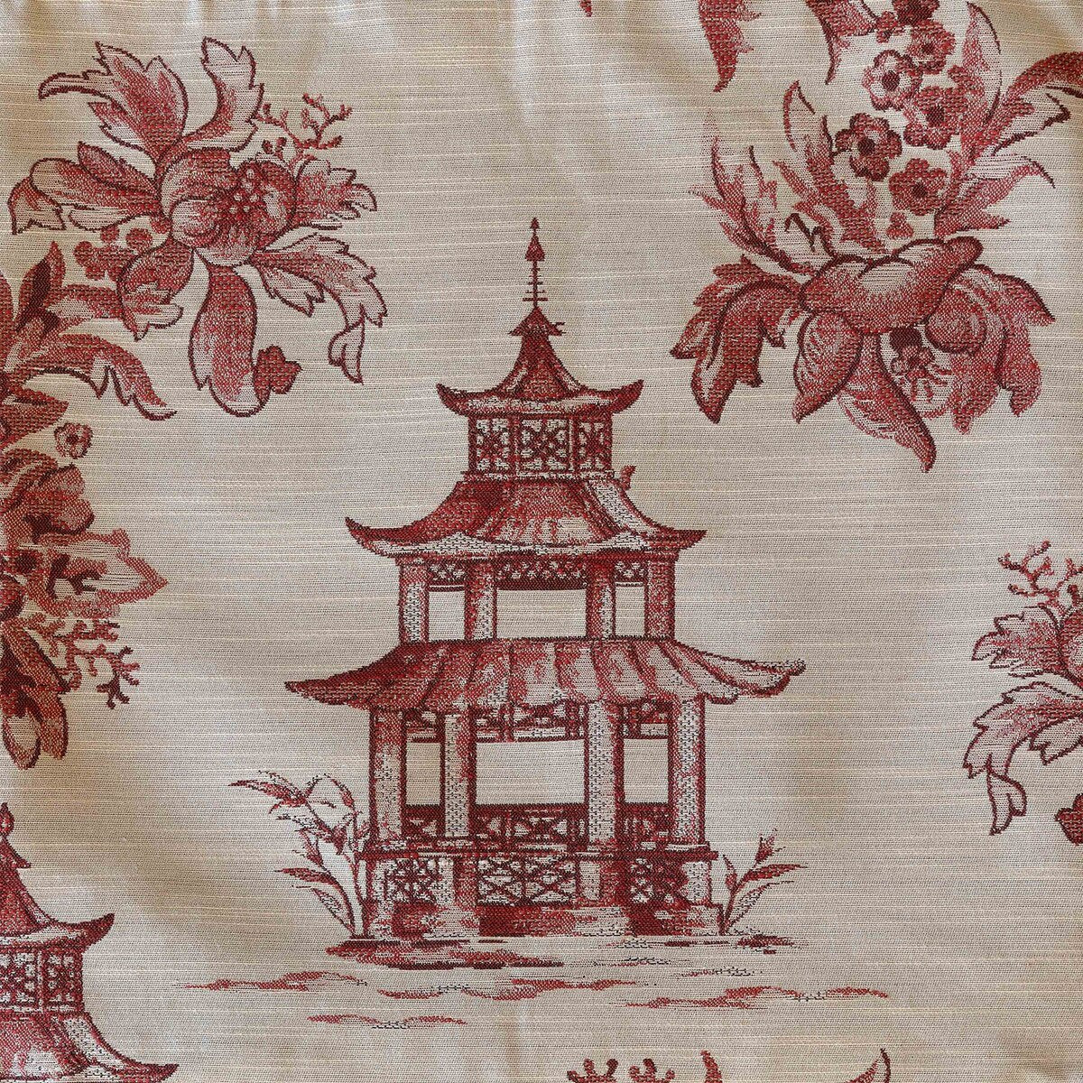 Coral Pagoda Toile Fabric
