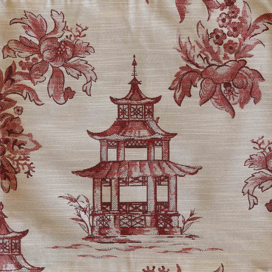 Coral Pagoda Toile Fabric