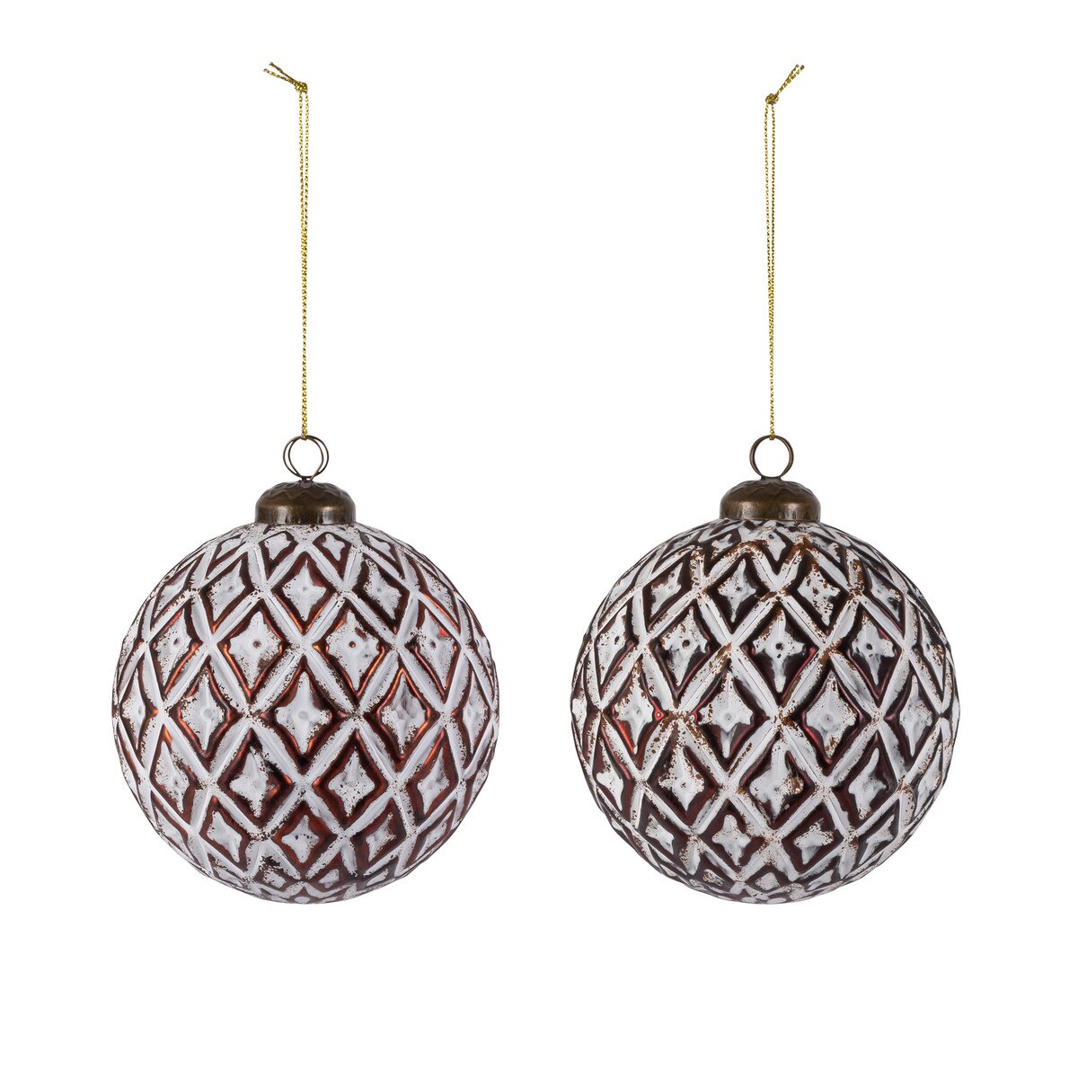 White-Washed Diamond Ornament, 2 Assorted Styles style shot 1