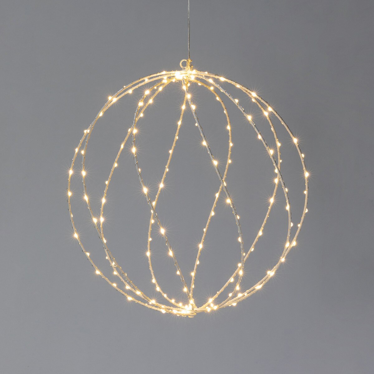 Twinkle Lit Sphere, White, Medium style shot 1