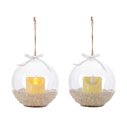 Lit Glass Ornament with Candle, Set of 2 style shot 1