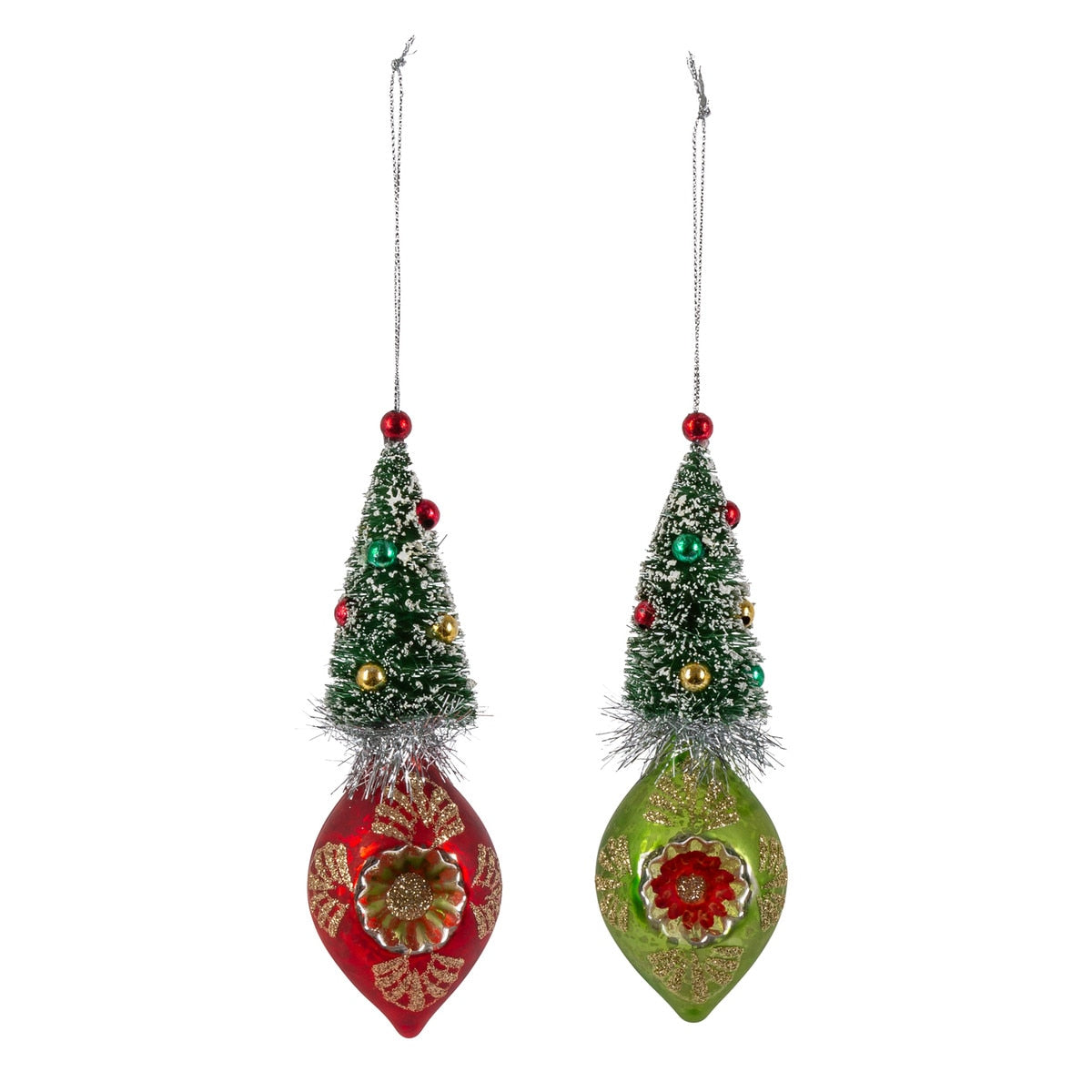 Retro Tree Tear Drop Ornament, 2 Assorted Styles style shot 1