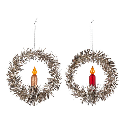 Wreath with Candle Ornament, 2 Assorted Styles style shot 1