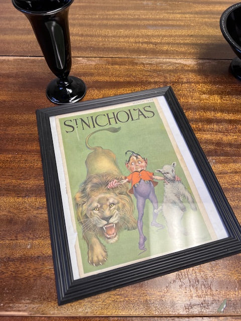 Vintage St. Nicholas Magazine Cover | Framed Children's Illustration | Storybook Wall Art