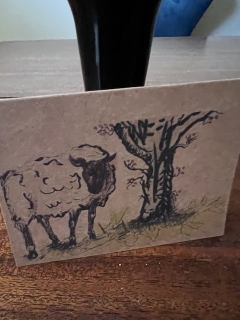 One Sheep Greeting Card | Original Vermont Artwork Printed on Kraft Cardstock