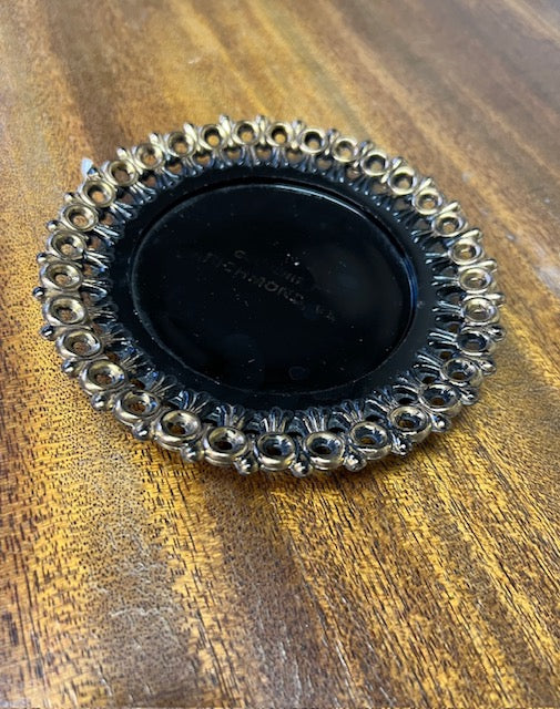 Vintage Ornate Black Glass Decorative Dish | Vintage-Style Trinket Tray