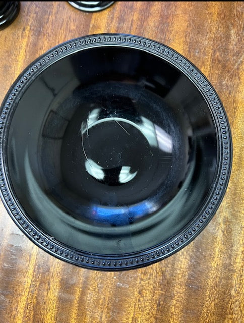 Vintage Black Glass Footed Bowl | Elegant Decorative Centerpiece, Candy Dish
