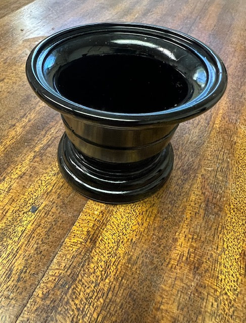 Vintage Black Glass Mini Pedestal Holder | Small Decorative Candleholder