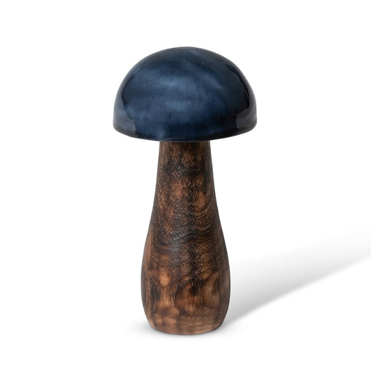 Navy Blue Lacquer Wooden Mushroom, Large style shot 1