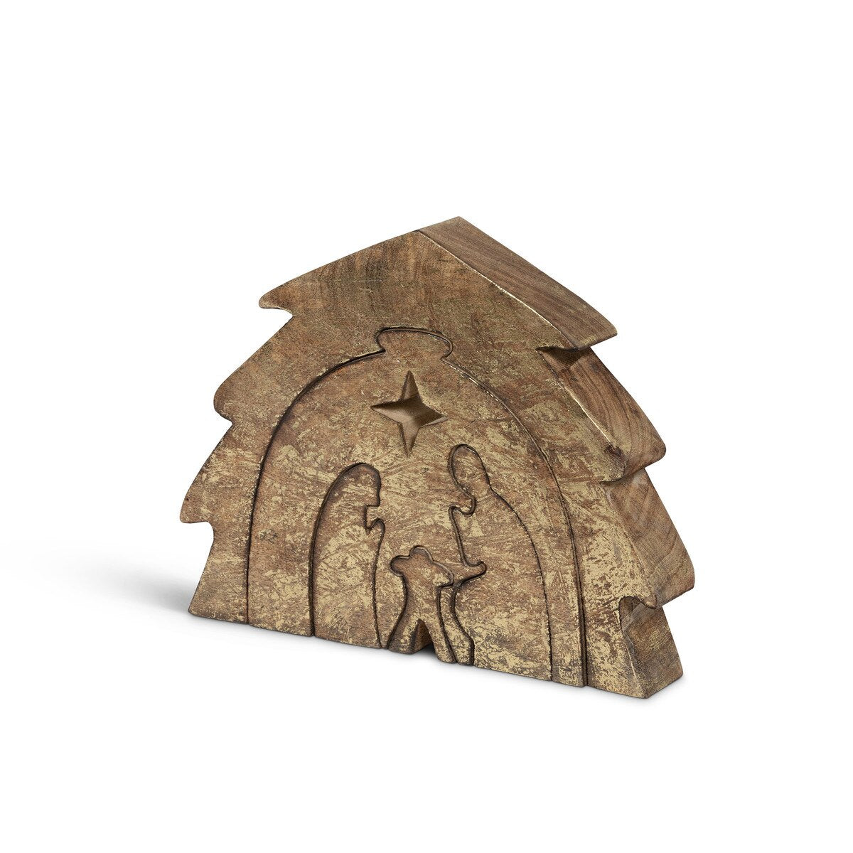 Gilded Wooden Nativity Puzzle Set, Set of 5 style shot 1