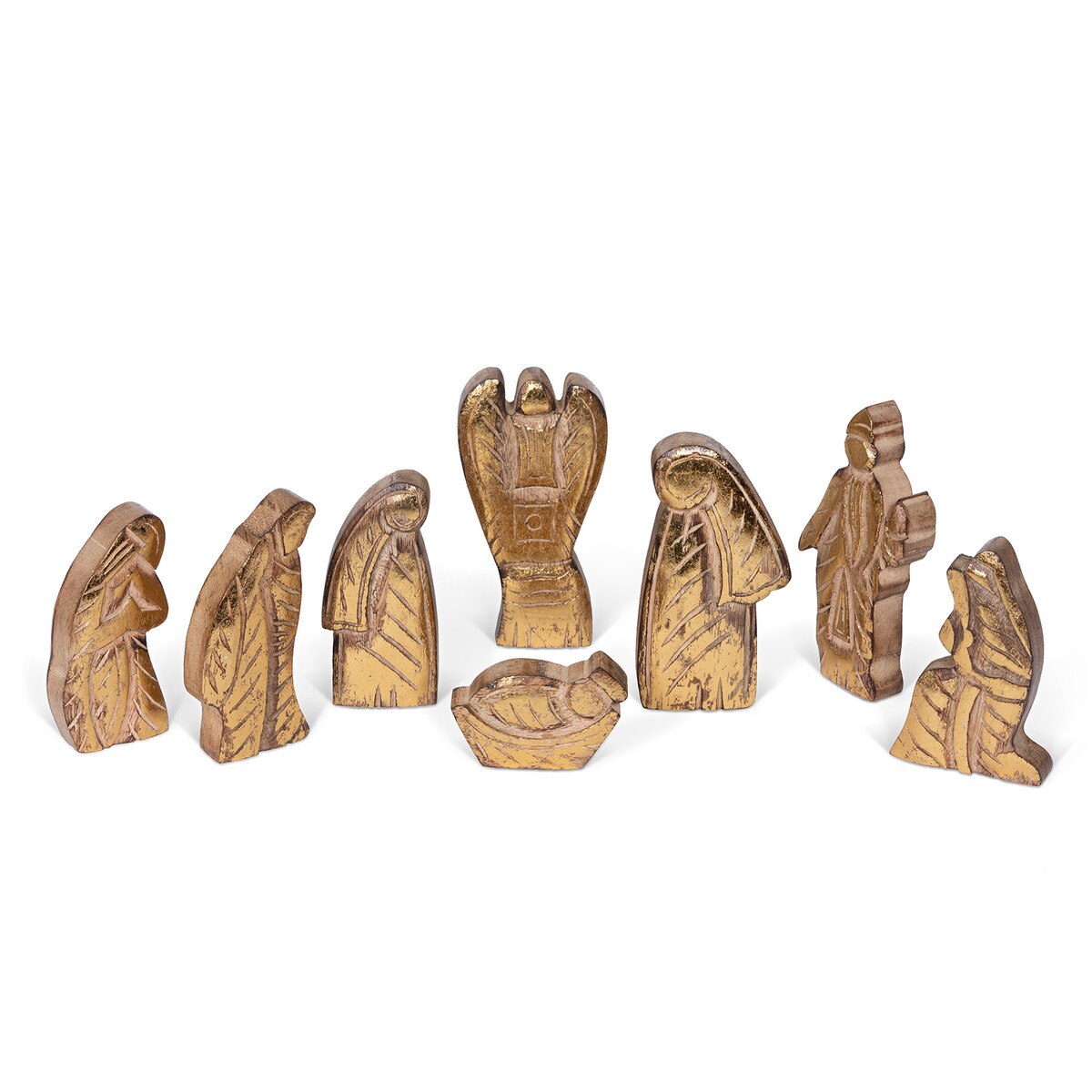 Gilded Wood Carved Nativity Set, Set of 8 style shot 1
