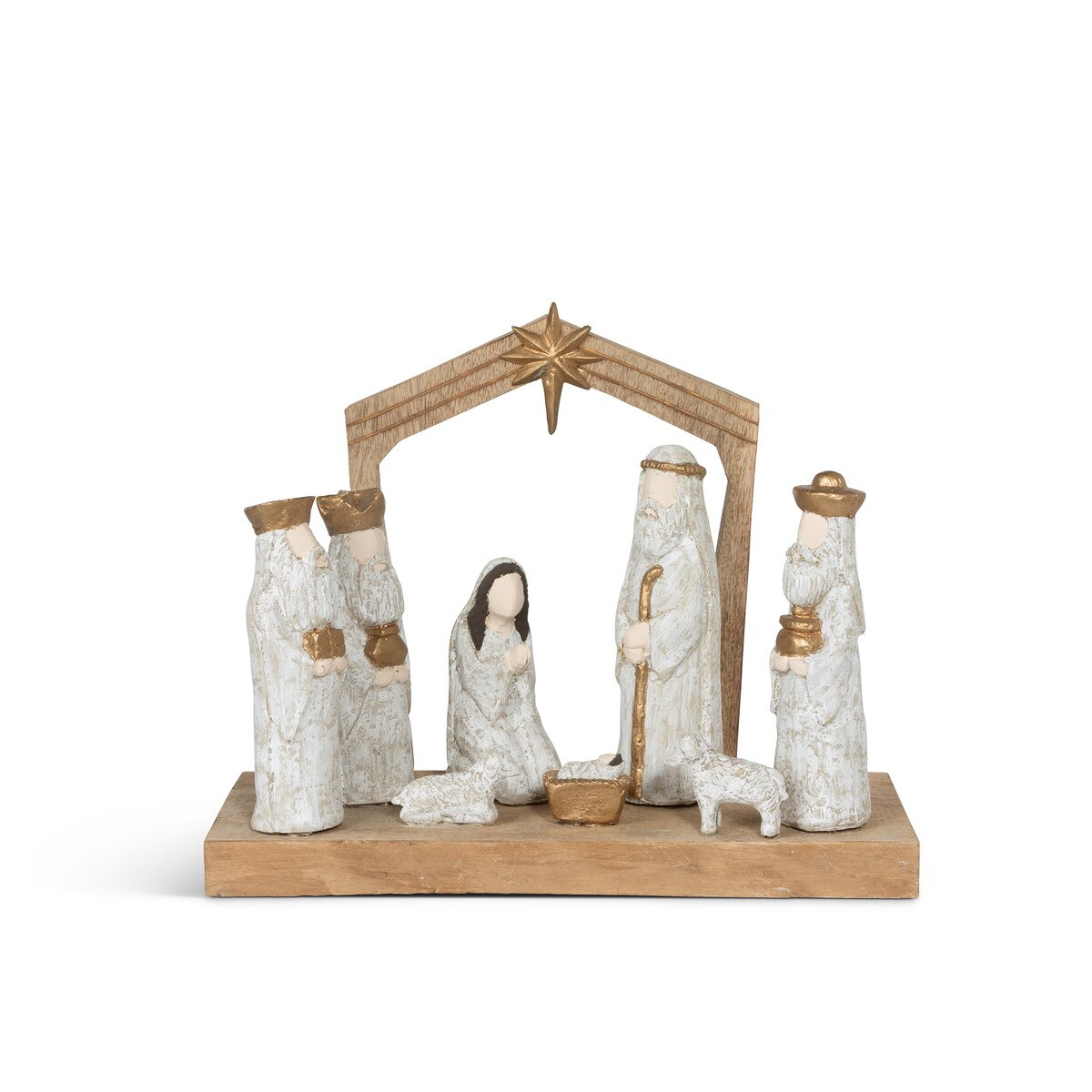 Nativity Scene Carved Wooden Sculpture style shot 1