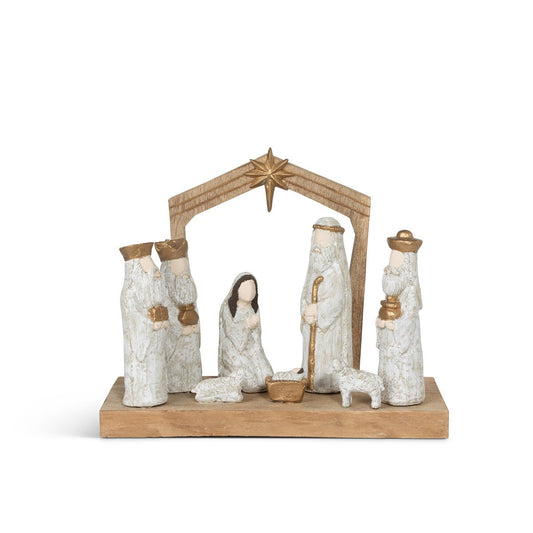 Nativity Scene Carved Wooden Sculpture style shot 1