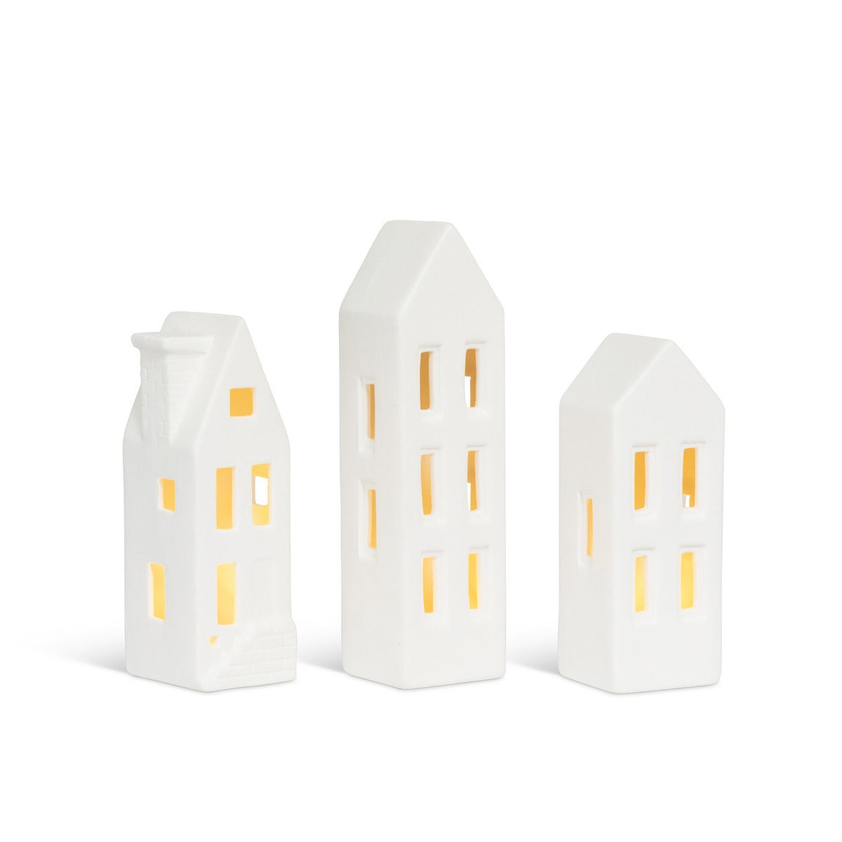 Ceramic LED Lighted Townhouses, Set of 3 style shot 1