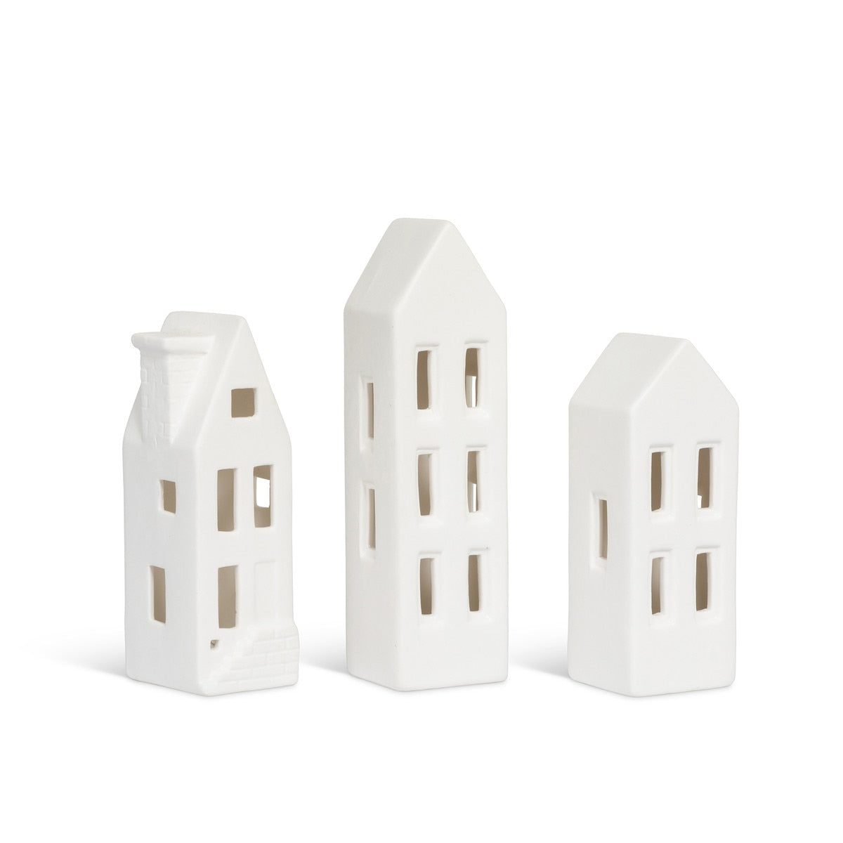 Ceramic LED Lighted Townhouses, Set of 3 style shot 2