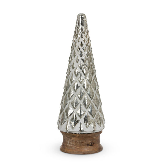 Whitewash Silver Mercury Glass Tabletop Tree, 19" style shot 1