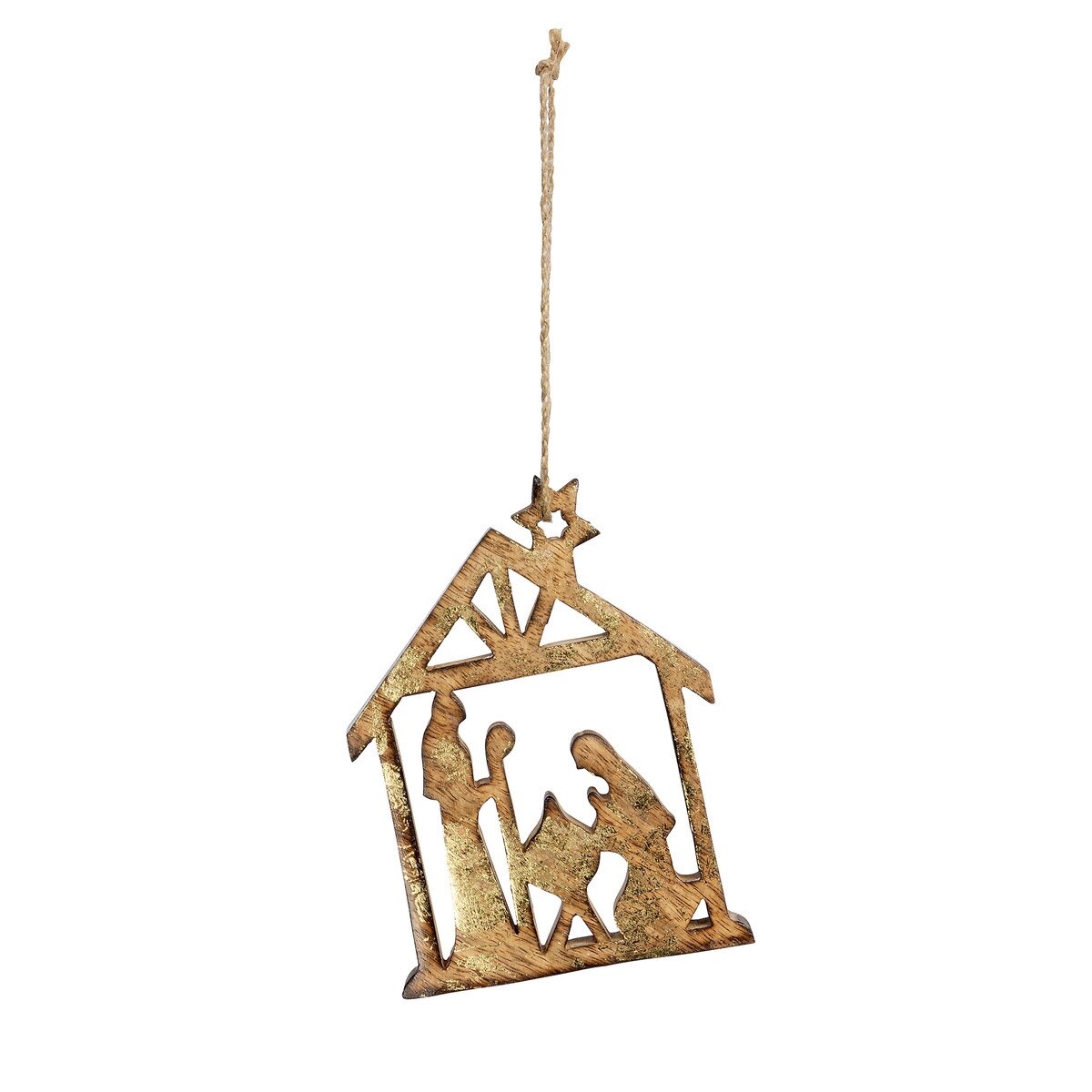 Wooden Carved Nativity Ornament, Large style shot 1