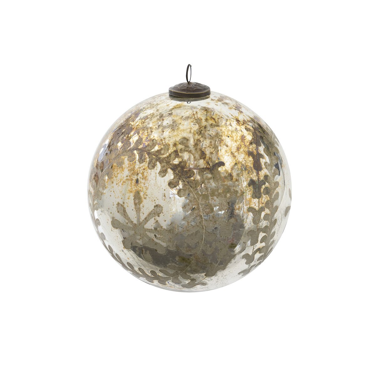 Chateau Etched Mercury Glass Ball Ornament Large style shot 1
