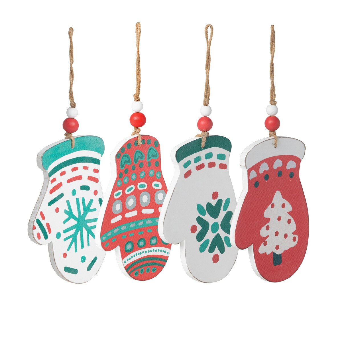 Nordic Pattern Wood Mitten Ornament style shot 1