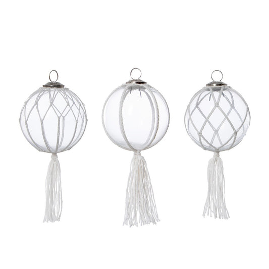 Macrame Glass Ball Ornament, 3 Assorted Styles style shot 1