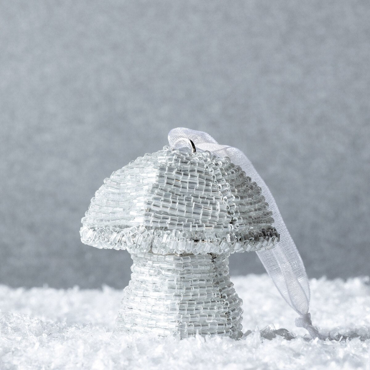 Alpine Glass Beaded Mushroom Ornament, Small