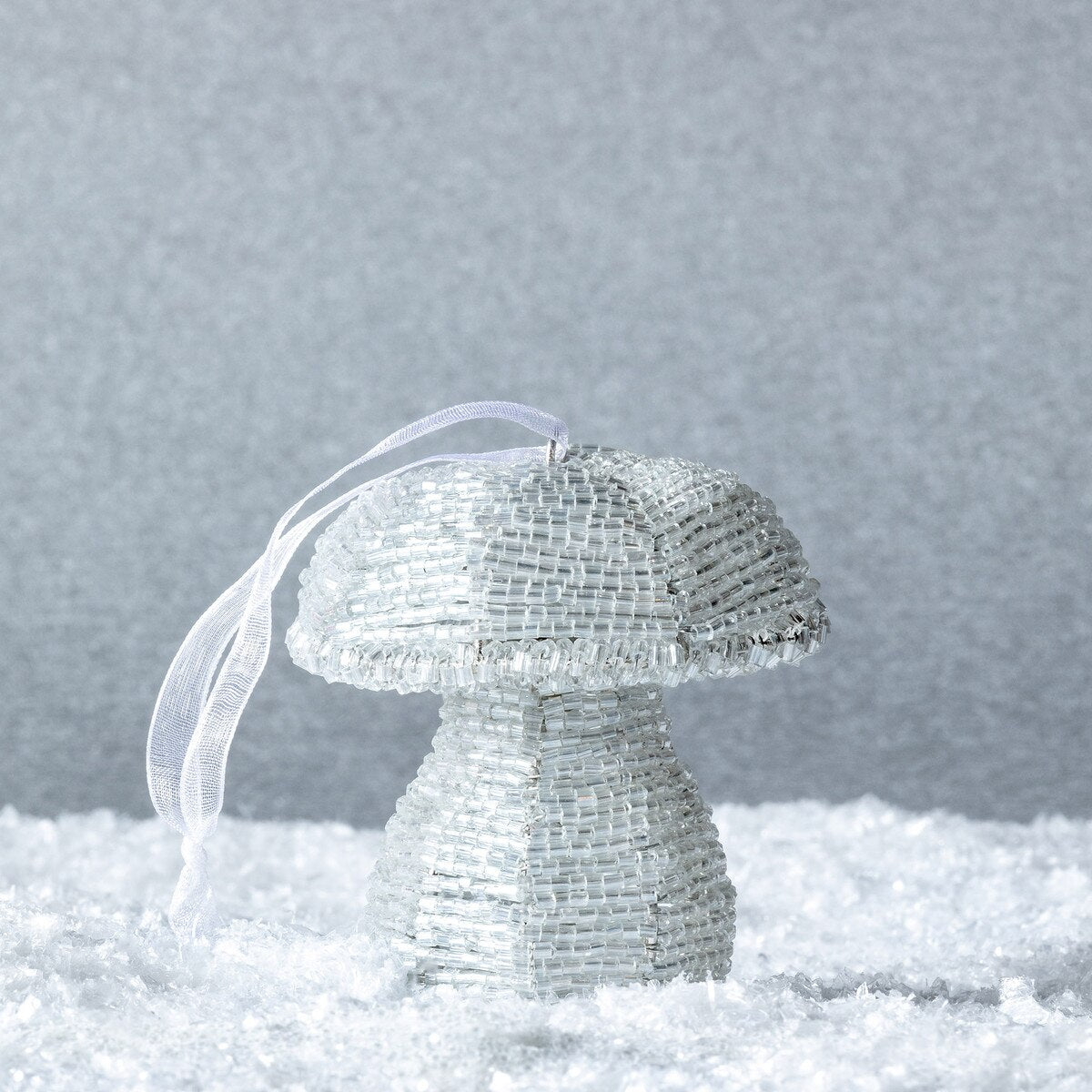 Alpine Glass Beaded Mushroom Ornament, Medium