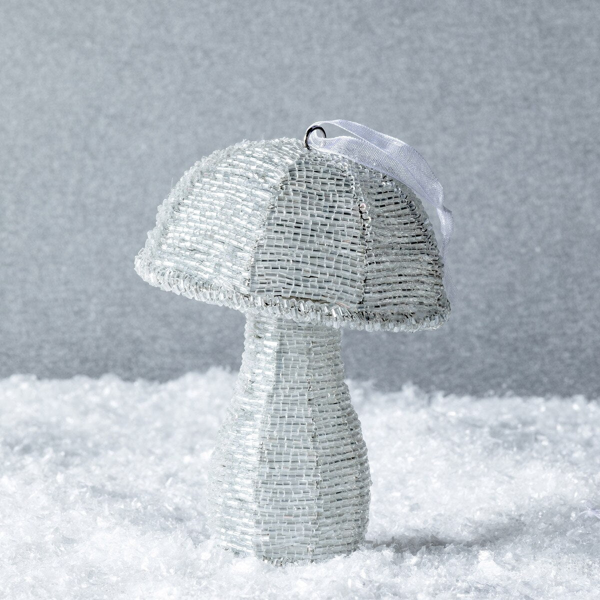 Alpine Glass Beaded Mushroom Ornament, Large