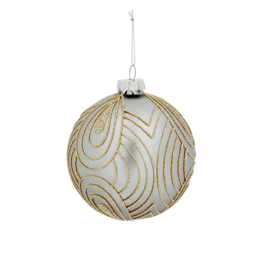 Art Deco Pattern Frosted Glass Ball Ornament style shot 1