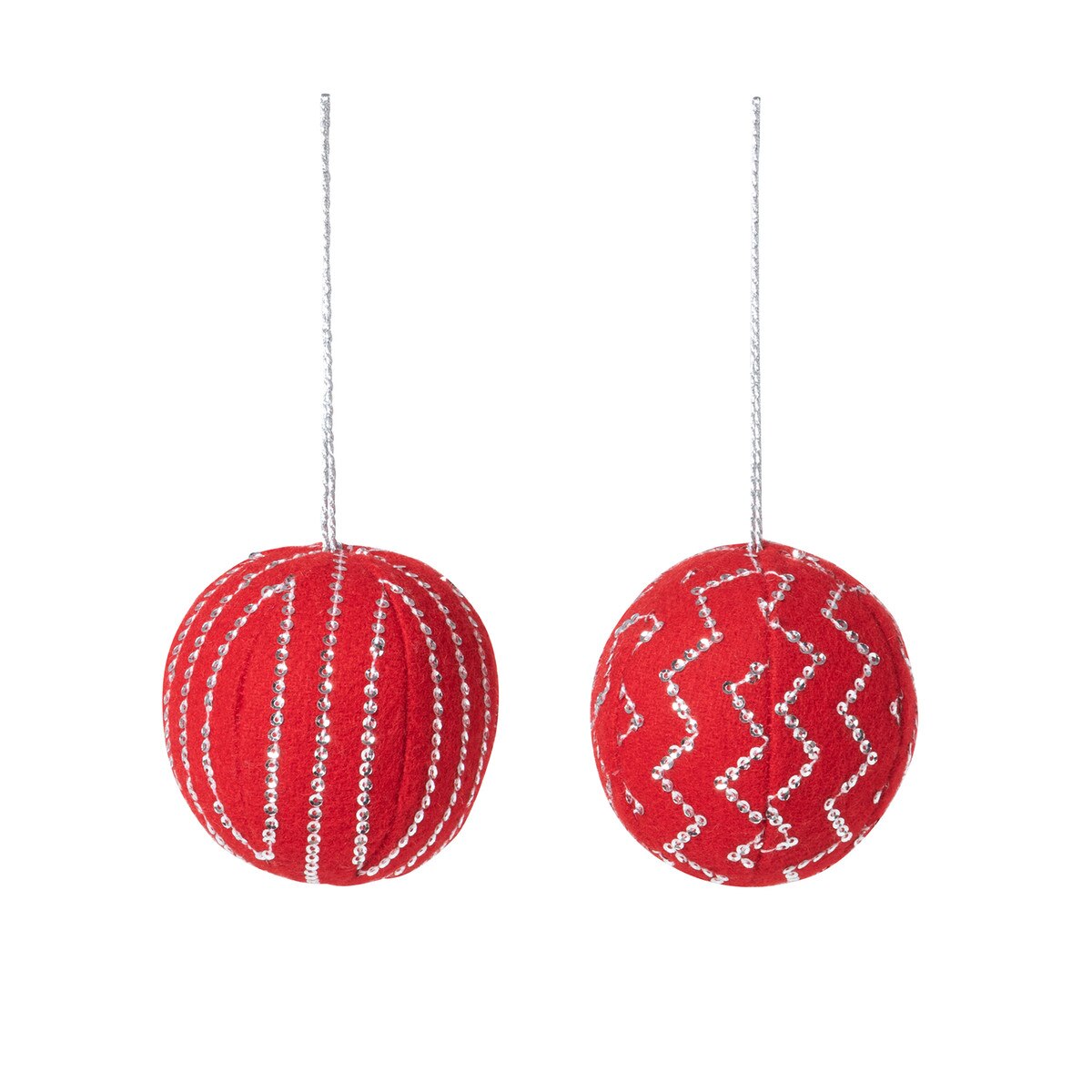 Felt Red Ball Jingle Bell Ornament style shot 1