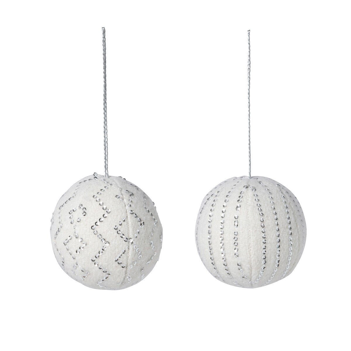 Felt White Ball Jingle Bell Ornament style shot 1