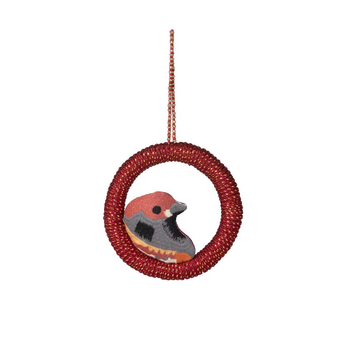 Woodland Embroidered Bird Ornament style shot 1